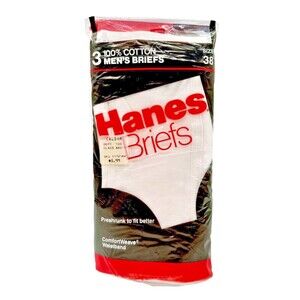 Vintage Hanes Men's Cotton Briefs 3Pk Size 38 1989 NOS